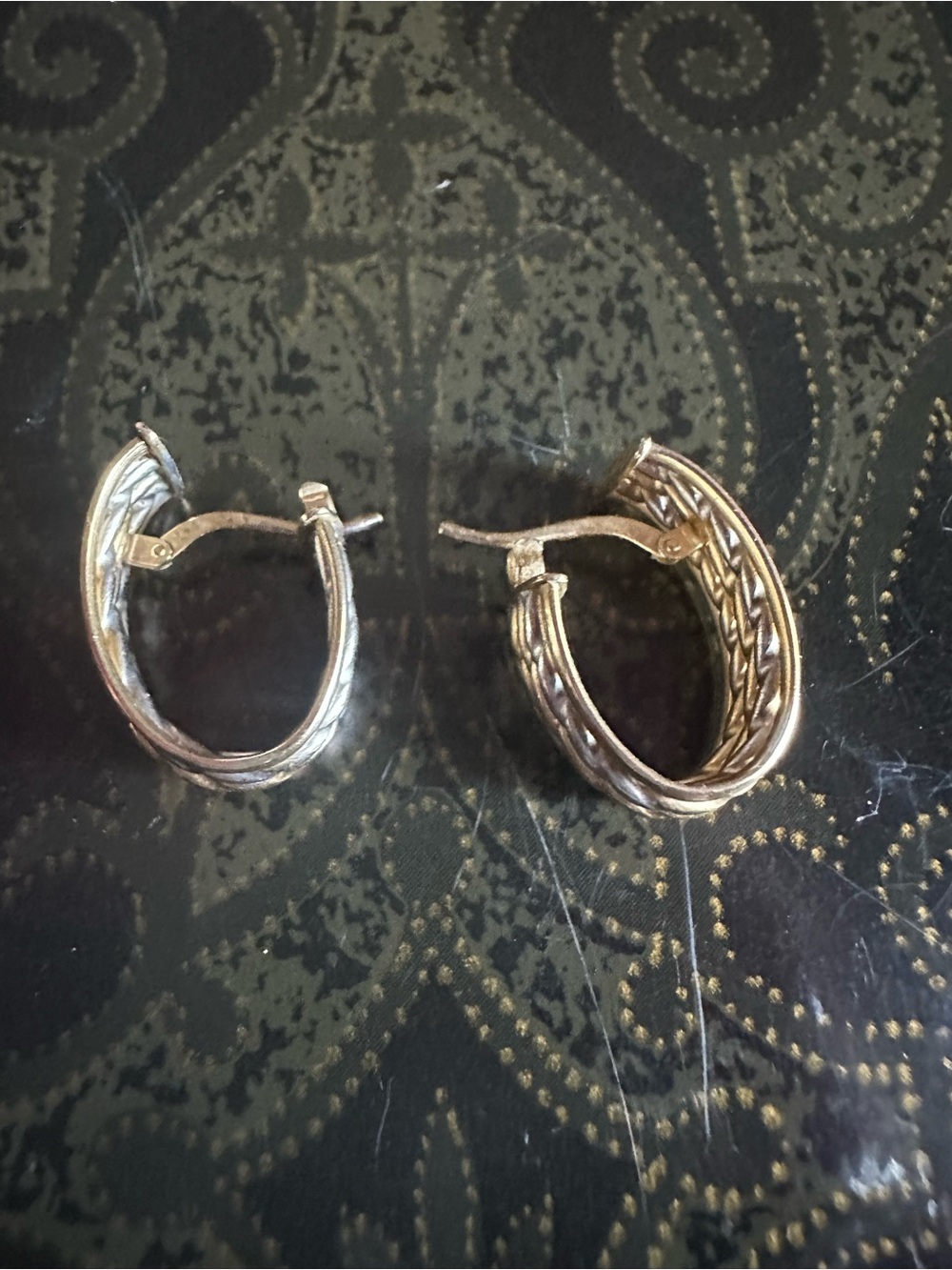 14k solid Gold Braided Hoop Earrings - Picture 2 of 7